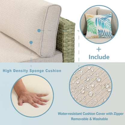 Divano componibile in vimini per patio da esterno COSIEST da 7 pezzi con tavolino da caffè