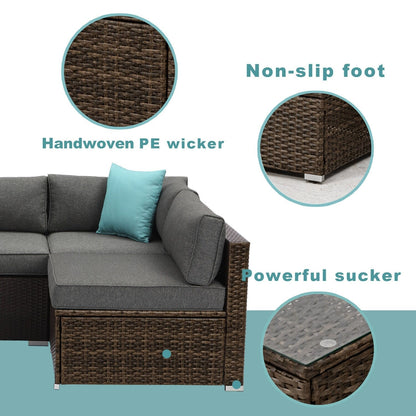 COSIEST - Set di divani componibili in vimini per esterni da 7 pezzi