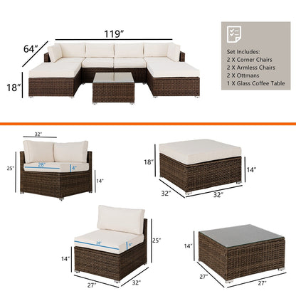 COSIEST - Set di divani componibili in vimini per esterni da 7 pezzi