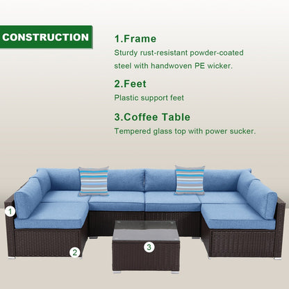 COSIEST - Set di divani componibili in vimini per esterni da 7 pezzi