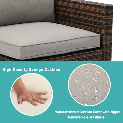 Divano componibile da esterno COSIEST in vimini da 6 pezzi, poltrona con pouf