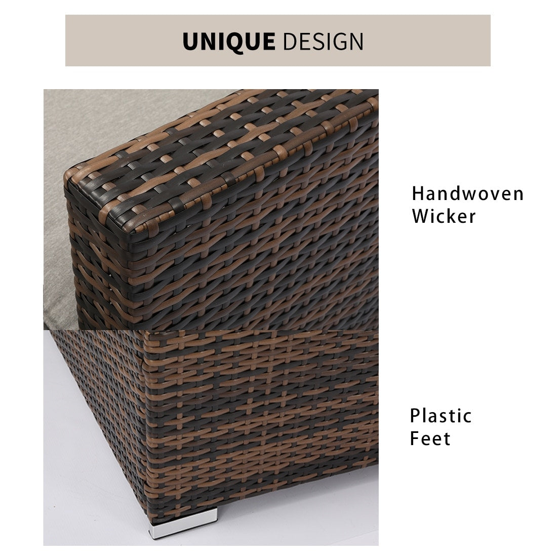 COSIEST - Set di divani componibili in vimini marrone per esterni da patio