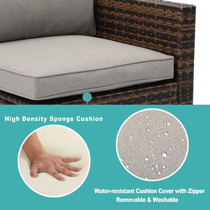 COSIEST - Set di divani componibili in vimini marrone per esterni da patio