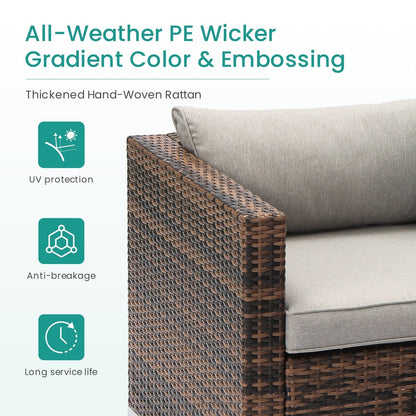 COSIEST - Set di divani componibili in vimini marrone per esterni da patio