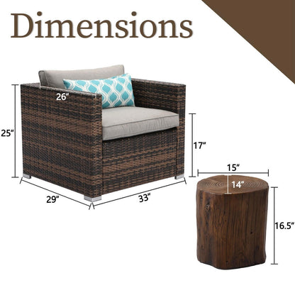 COSIEST - Set di divani componibili in vimini marrone per esterni da patio