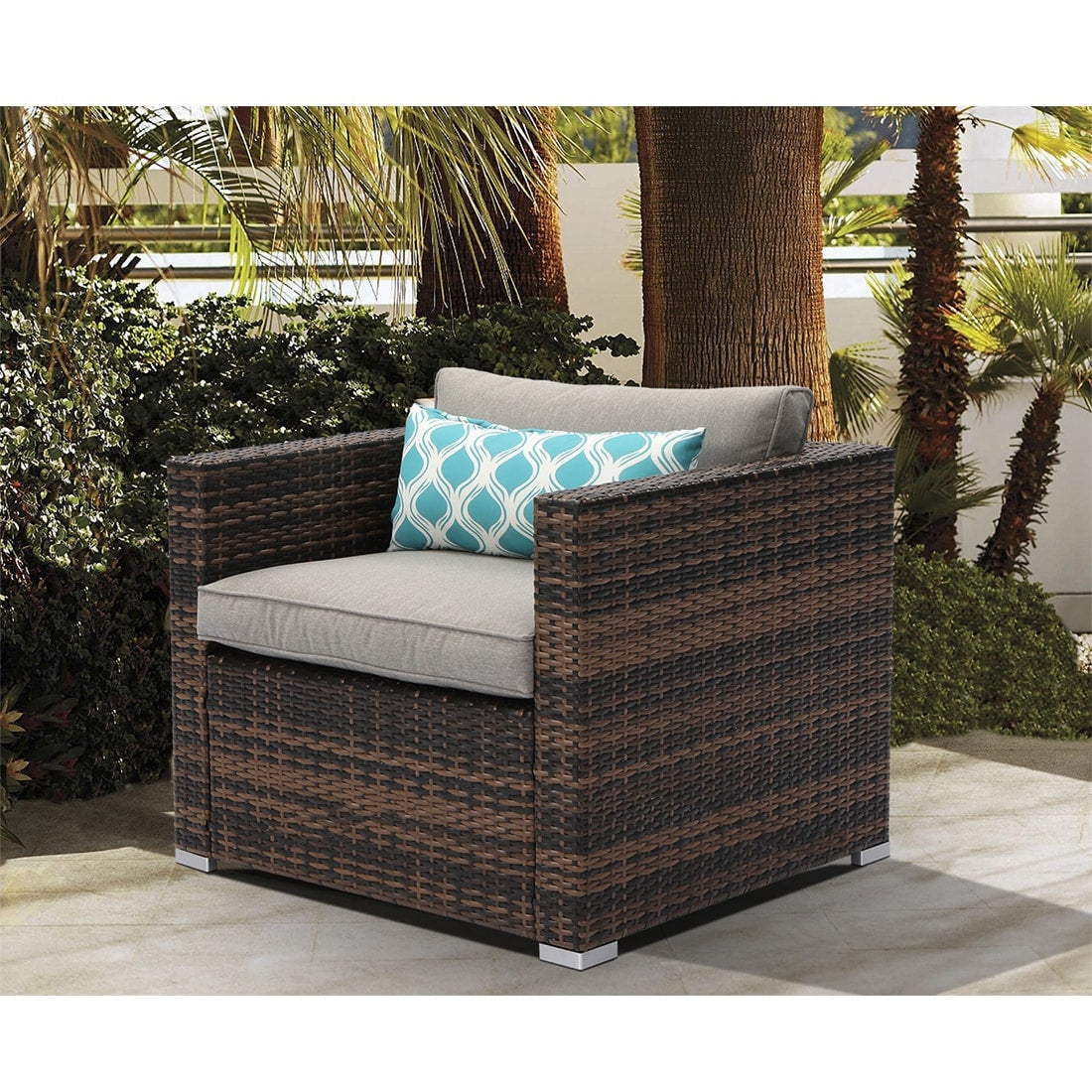 COSIEST - Set di divani componibili in vimini marrone per esterni da patio