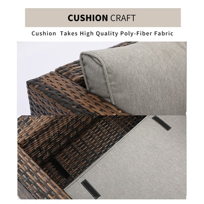 COSIEST - Set di divani componibili in vimini marrone per esterni da patio