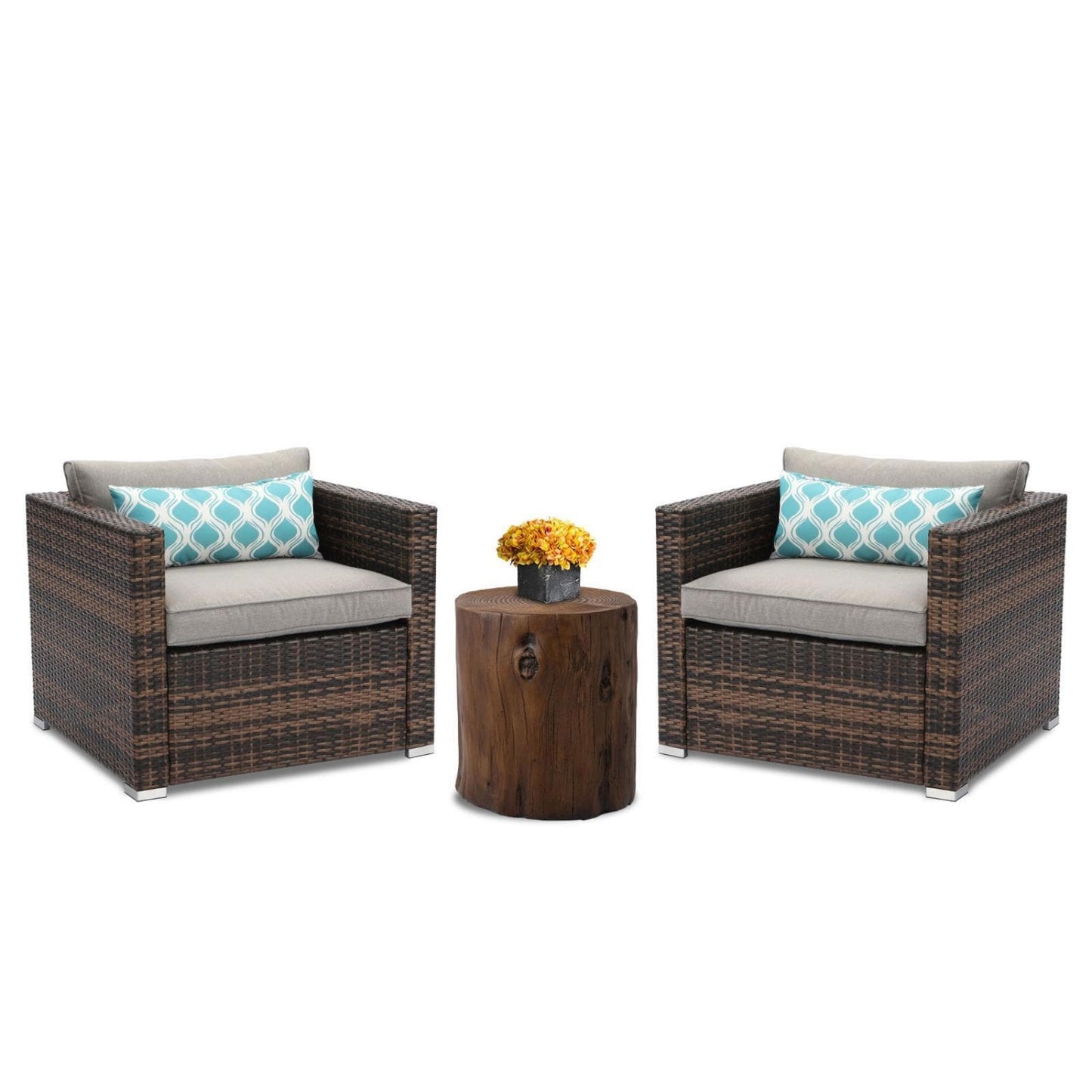 COSIEST - Set di divani componibili in vimini marrone per esterni da patio