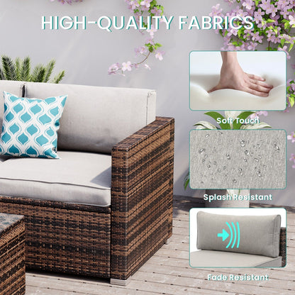 COSIEST - Set di divani componibili in vimini marrone per esterni da patio