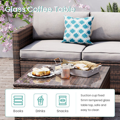 COSIEST - Set di divani componibili in vimini marrone per esterni da patio