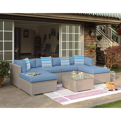 Divano componibile in vimini per esterni da 7 pezzi COSIEST con tavolino da caffè