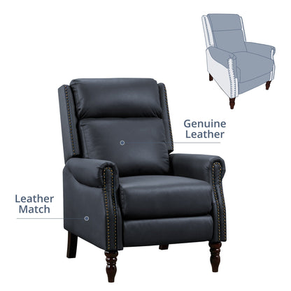 Poltrona reclinabile in vera pelle, comoda, regolabile, con schienale reclinabile, poltrona da soggiorno