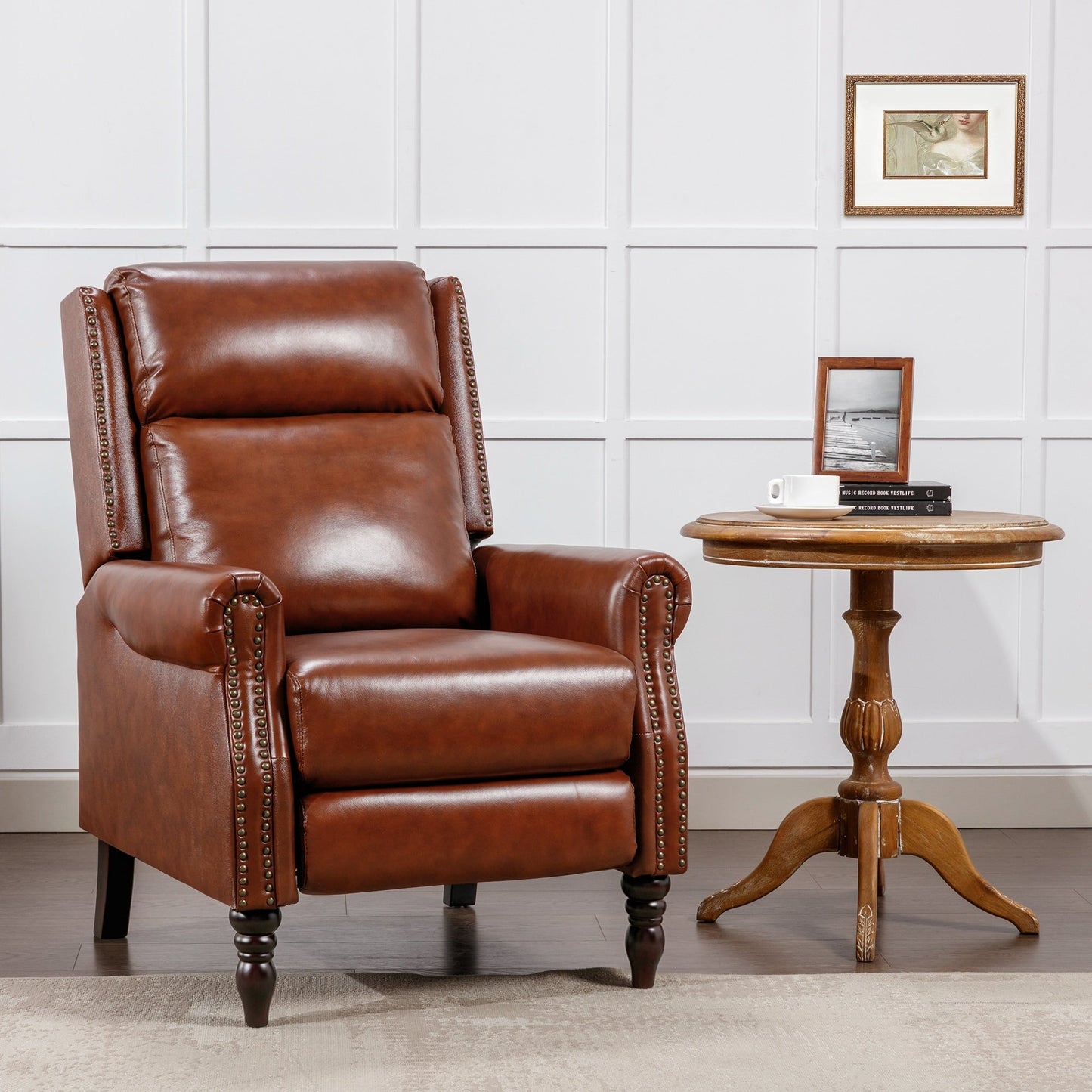 Poltrona reclinabile in vera pelle, comoda, regolabile, con schienale reclinabile, poltrona da soggiorno