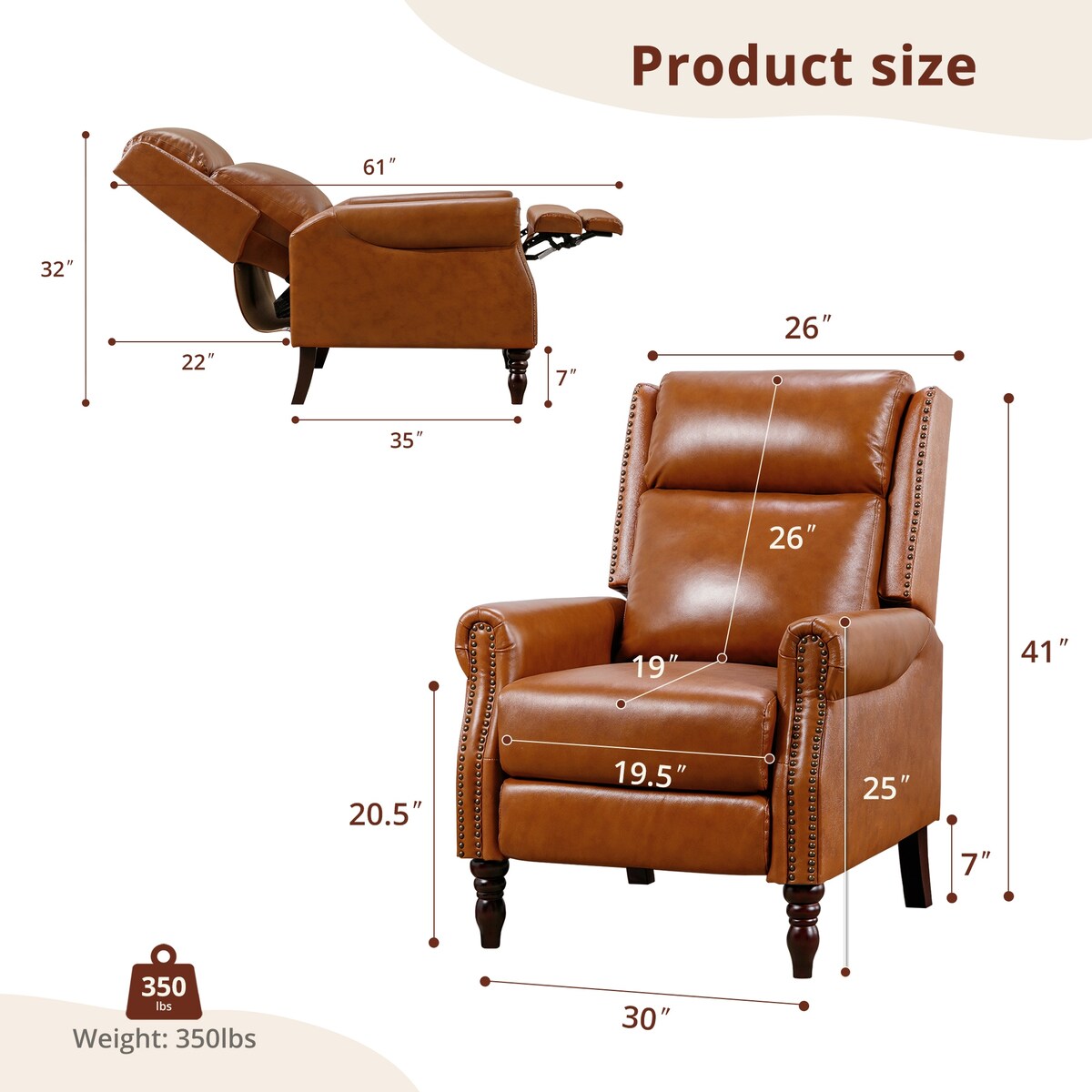 Poltrona reclinabile in vera pelle di metà secolo, regolabile, con schienale a spinta, comoda, set di 2 poltrone per soggiorno