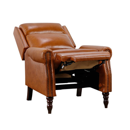 Poltrona reclinabile in vera pelle di metà secolo, regolabile, con schienale a spinta, comoda, set di 2 poltrone per soggiorno