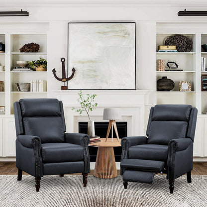 Poltrona reclinabile in vera pelle di metà secolo, regolabile, con schienale a spinta, comoda, set di 2 poltrone per soggiorno