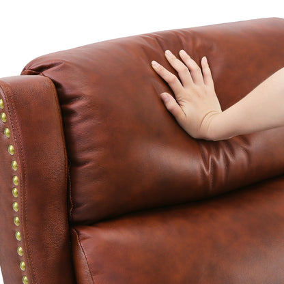 Poltrona reclinabile moderna in vera pelle COZYMAN, reclinabile regolabile con schienale e braccioli comodi