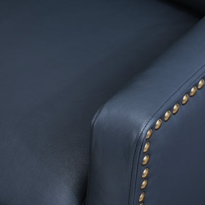 Poltrona reclinabile moderna in vera pelle COZYMAN, reclinabile regolabile con schienale e braccioli comodi