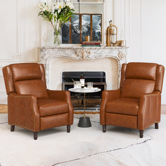 COZYMAN Poltrone reclinabili moderne in vera pelle, regolabili con schienale e braccioli comodi, set da 2