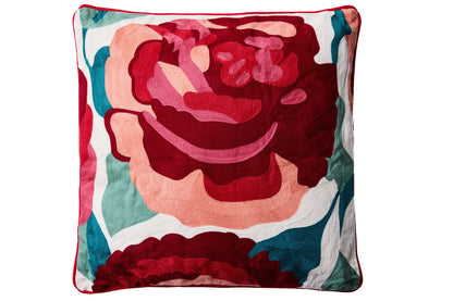 Ricamo - Cuscino Rosa Rossa