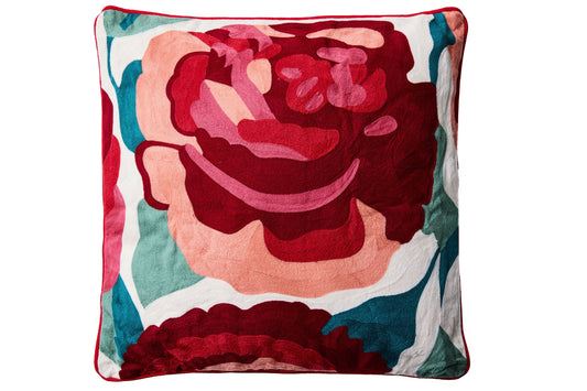 Ricamo - Cuscino Rosa Rossa