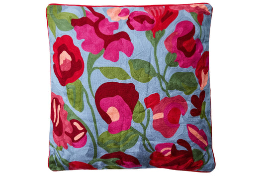 Ricamo - Cuscino Fiori Rosa