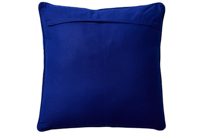 Ricamo - Cuscino Fiori Blu Su Fondo Arancio