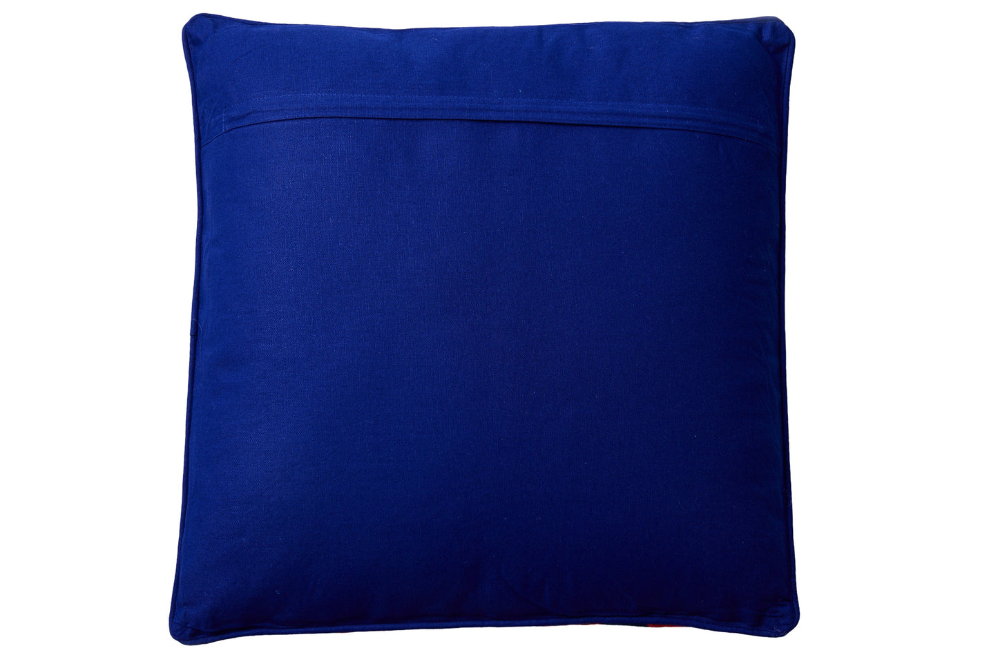 Ricamo - Cuscino Fiori Blu Su Fondo Rosso