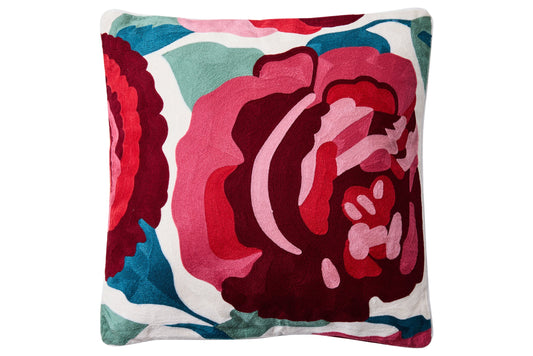 Ricamo - Cuscino Rosa Colore Rosa