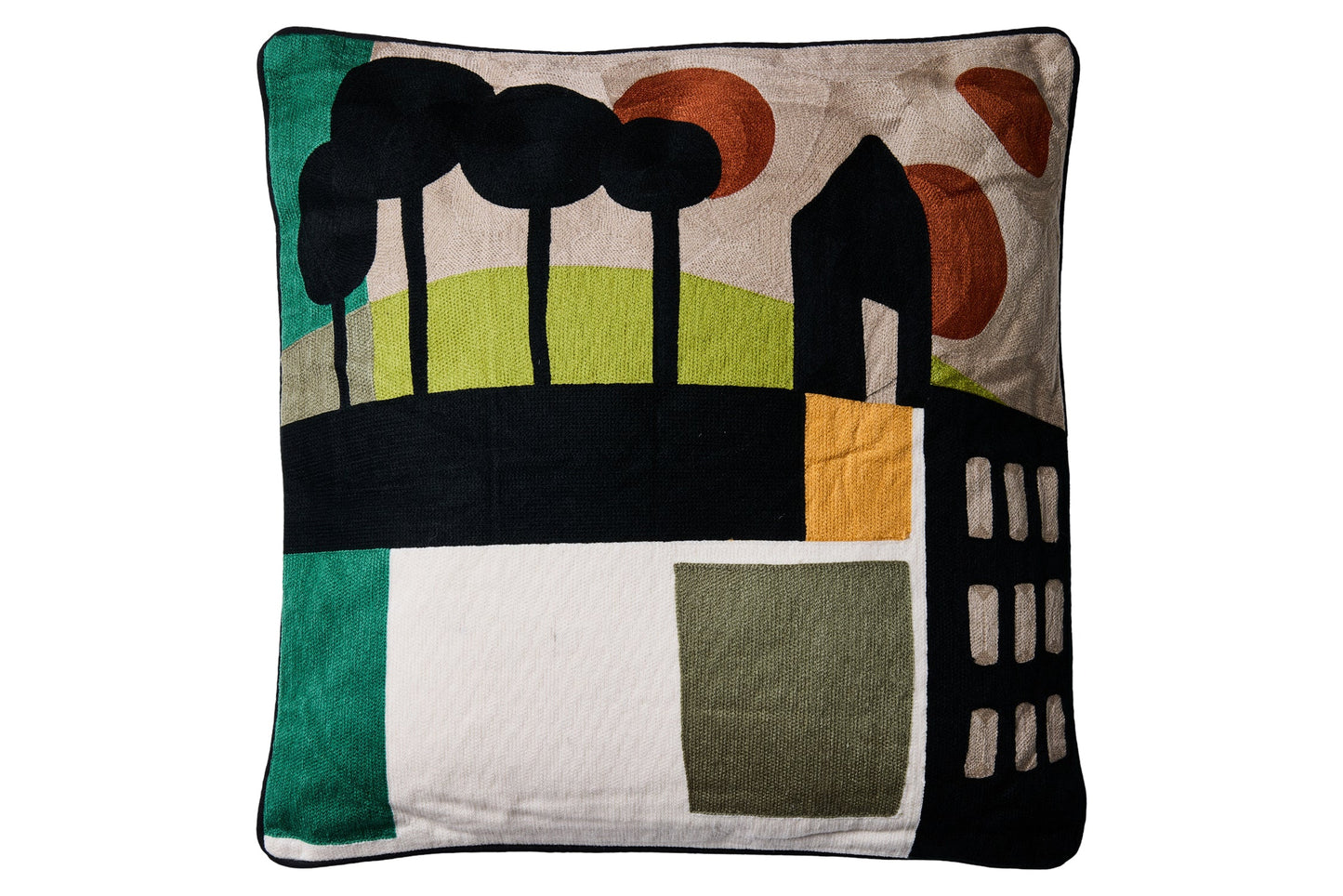 Ricamo - Cuscino Viale Alberato In Città