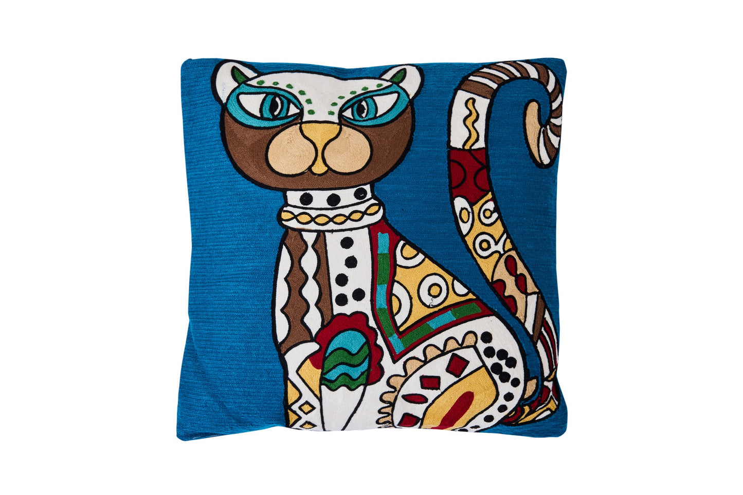 Ricamo - Cuscino Ricamato A Mano Gatto