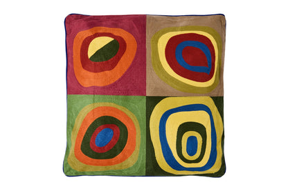 Ricamo - Cuscino Ricamato A Mano Disegni Concentrici