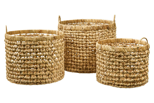 Fatto In Casa - Ceste Tonde Set 1/3 Grandi Con Manici Trama Treccia