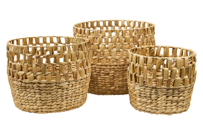 Fatto in Casa - Ceste Tonde Set 1/3 Piccole Trama Treccia Traforata