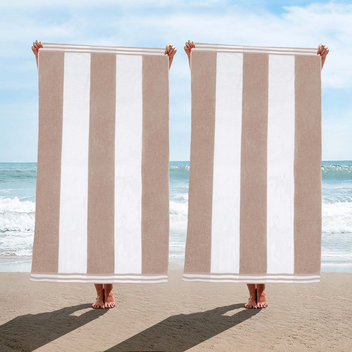 Set di 2 asciugamani da spiaggia oversize in cotone a righe Cabana di Superior