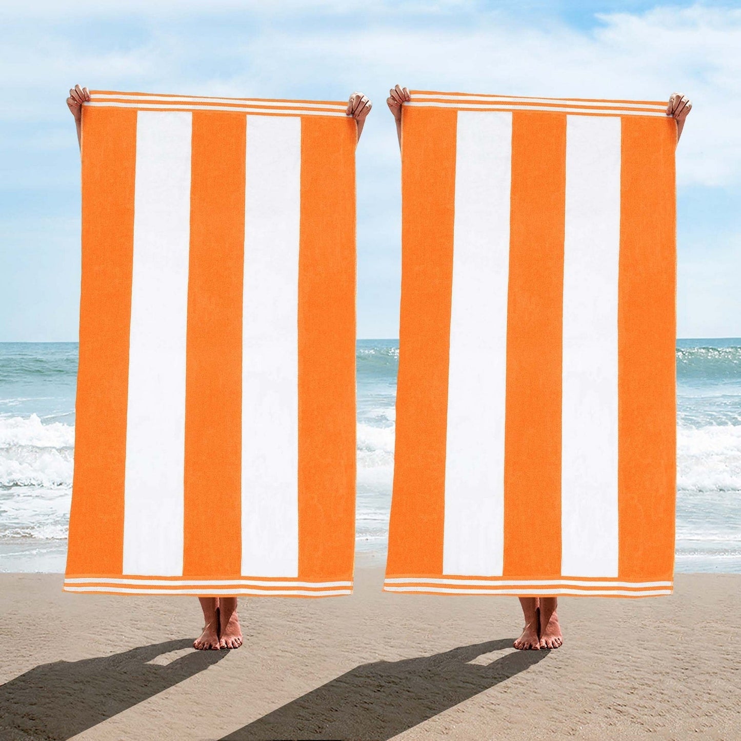 Set di 2 asciugamani da spiaggia oversize in cotone a righe Cabana di Superior