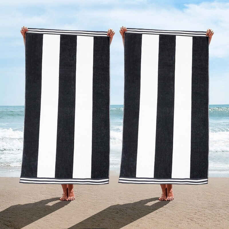 Set di 2 asciugamani da spiaggia oversize in cotone a righe Cabana di Superior