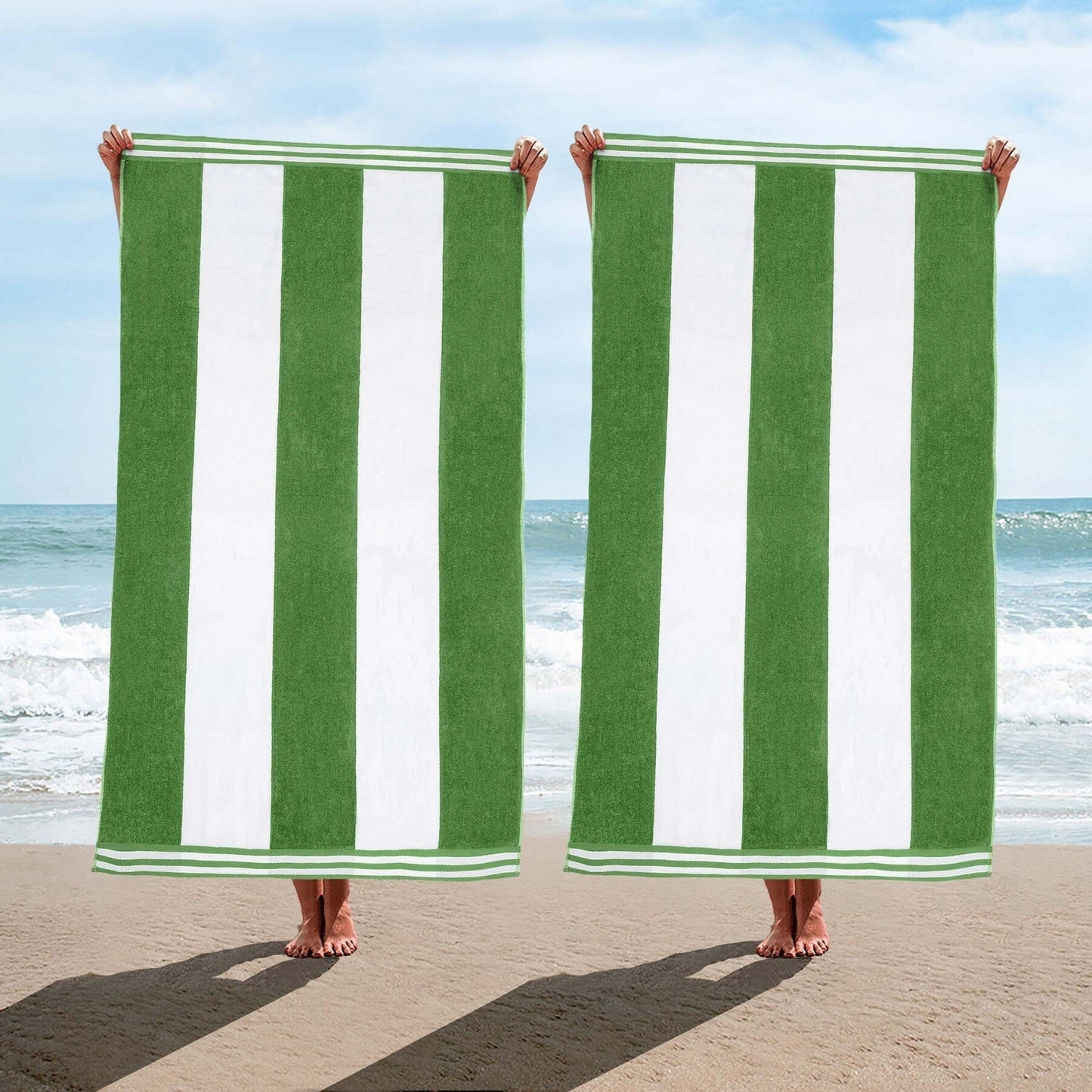 Set di 2 asciugamani da spiaggia oversize in cotone a righe Cabana di Superior
