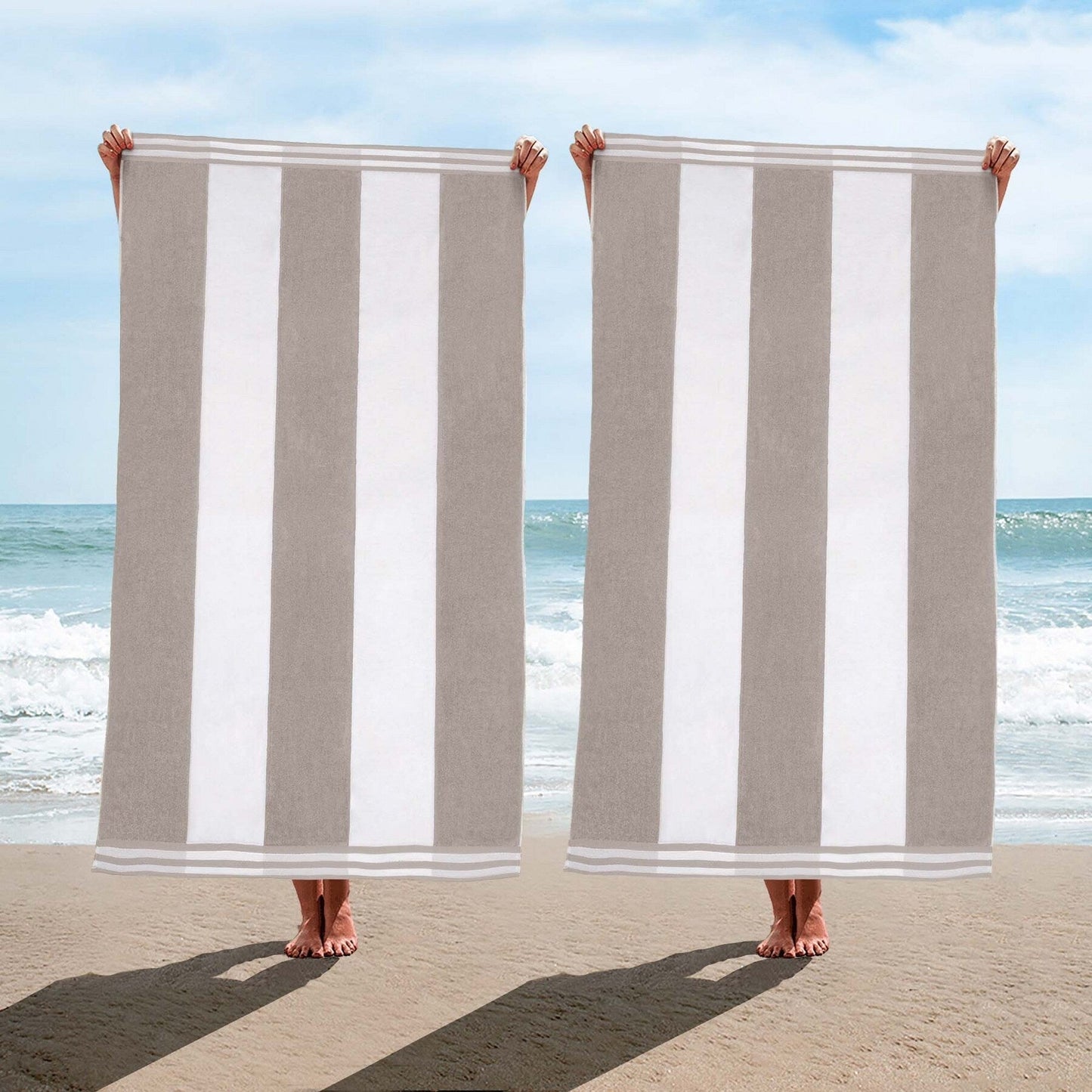 Set di 2 asciugamani da spiaggia oversize in cotone a righe Cabana di Superior