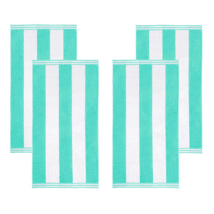 Set di 4 asciugamani da spiaggia in cotone oversize Cabana Stripe di Superior