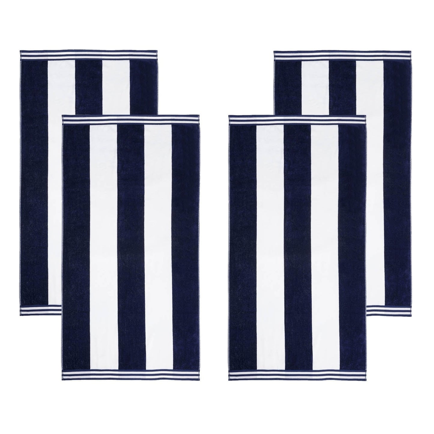 Set di 4 asciugamani da spiaggia in cotone oversize Cabana Stripe di Superior