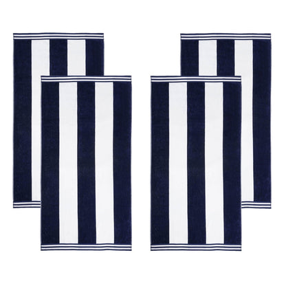 Set di 4 asciugamani da spiaggia in cotone oversize Cabana Stripe di Superior