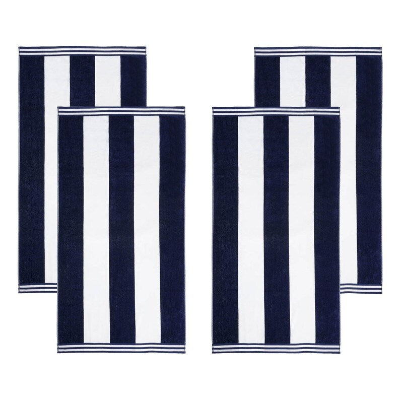 Set di 4 asciugamani da spiaggia in cotone oversize Cabana Stripe di Superior