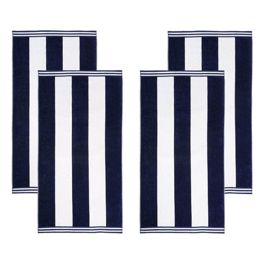 Set di 4 asciugamani da spiaggia in cotone oversize Cabana Stripe di Superior