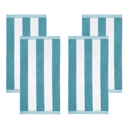 Set di 4 asciugamani da spiaggia in cotone oversize Cabana Stripe di Superior