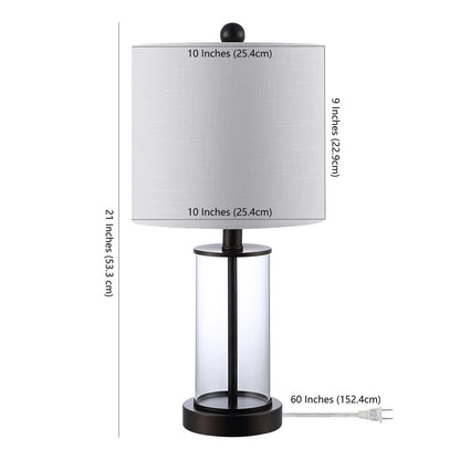 Lampada da tavolo a LED moderna e contemporanea Cabell 21 in vetro con ricarica USB, bronzo lucidato a olio (set da 2) di JONATHAN Y