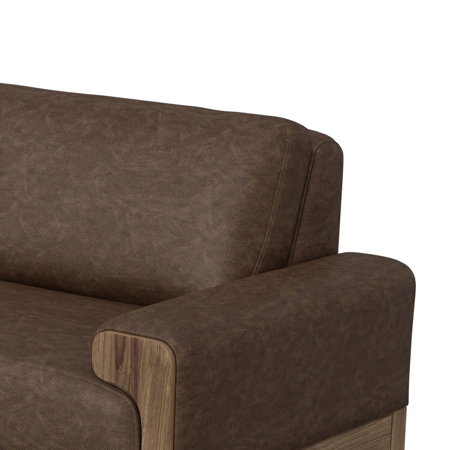 Divano Caisy, tessuto marrone cioccolato, cuscini in schiuma, legno massello, 93 pollici