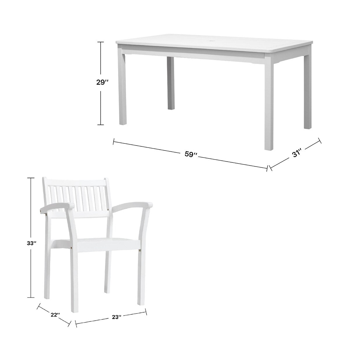 Set da pranzo impilabile in legno Caladesi