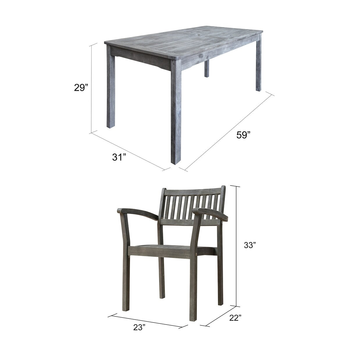 Set da pranzo impilabile in legno Caladesi