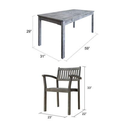 Set da pranzo impilabile in legno Caladesi